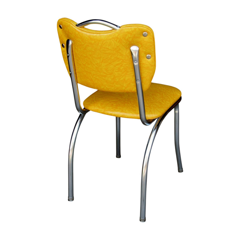 Retro Home Upholstered Handle Back Dining Chair, Yellow