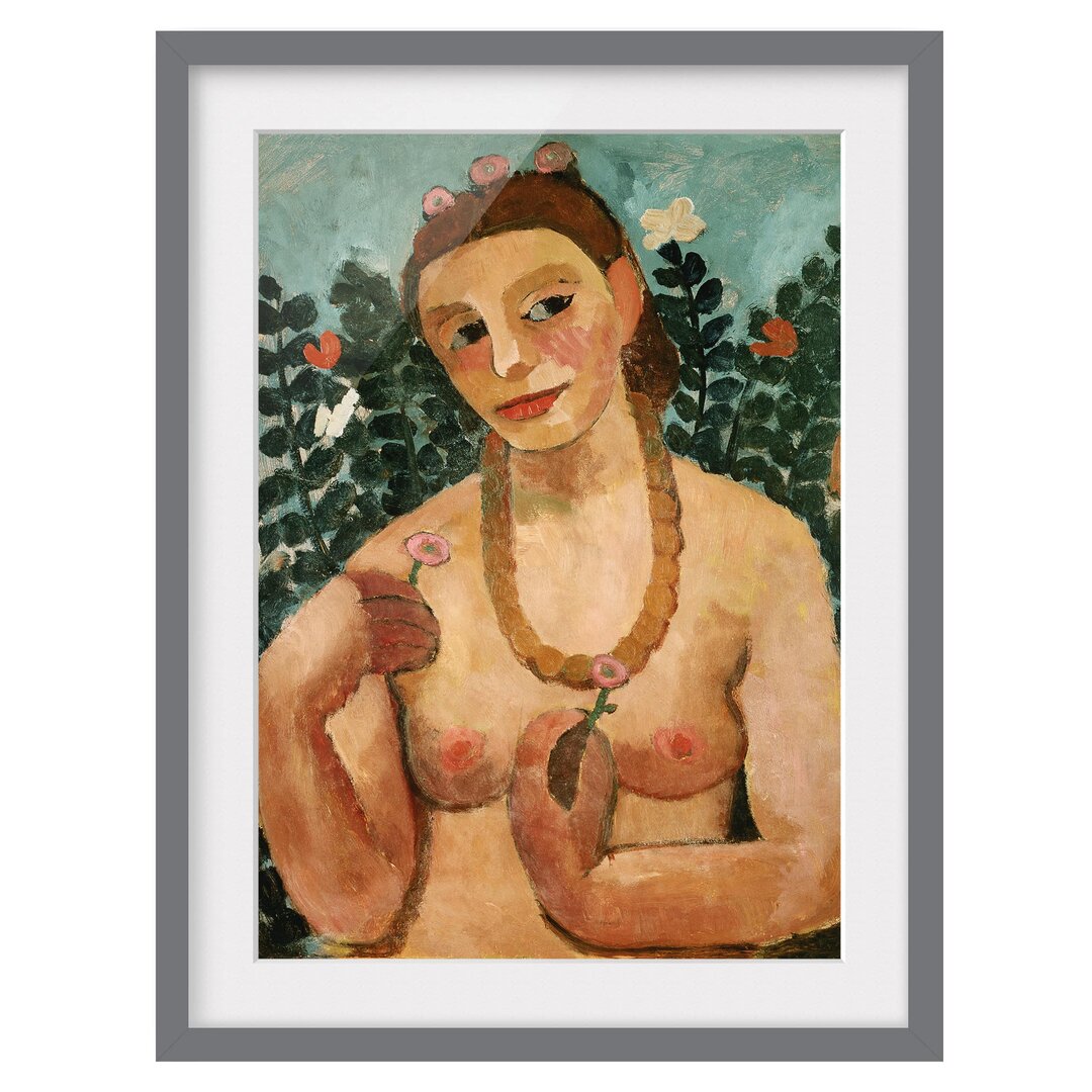 Gerahmtes Poster Half Nude with Amber Necklace