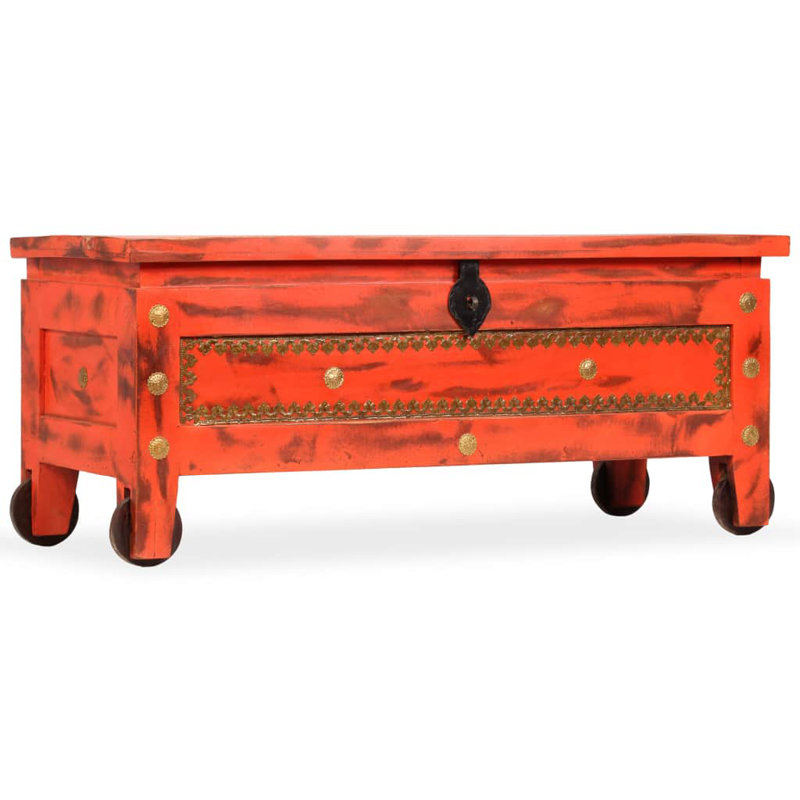 vidaXL Storage Chest Red Solid mango wood Large Storage Chest