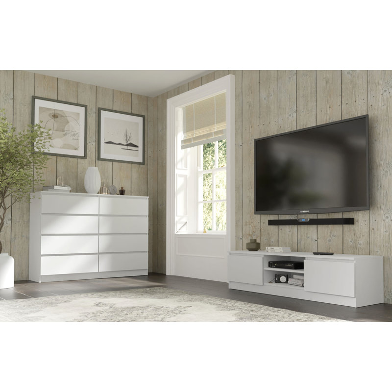 Sunem 140cm W 8 - Drawer Chest of Drawers, White