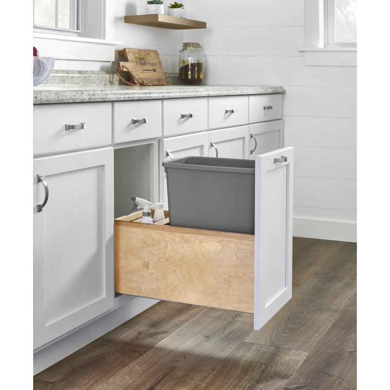 Rev-A-Shelf Pull Out Trash Can for Kitchen Cabinet w/ Soft-Close, Capacity = 35 Qt, Width = 12"W