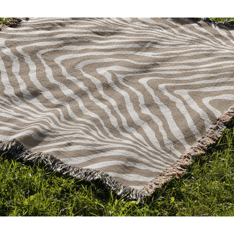 Jeté en mélange de coton à imprimé animal Zoe, L 60 po x l 60 po, Beige