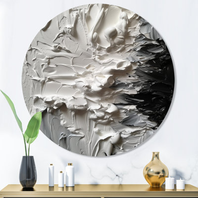 Art mural rond en métal blanc et noir Tranquility Unleashed