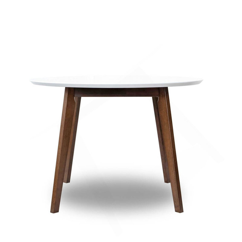 Table de salle à manger Alina avec finition blanche lisse et base en bois de 43 po de diamètre et 29,5 po de hauteur