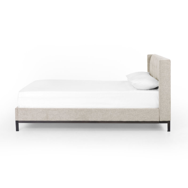 Upholstered Wingback Bed, Queen, Plushtone Linen
