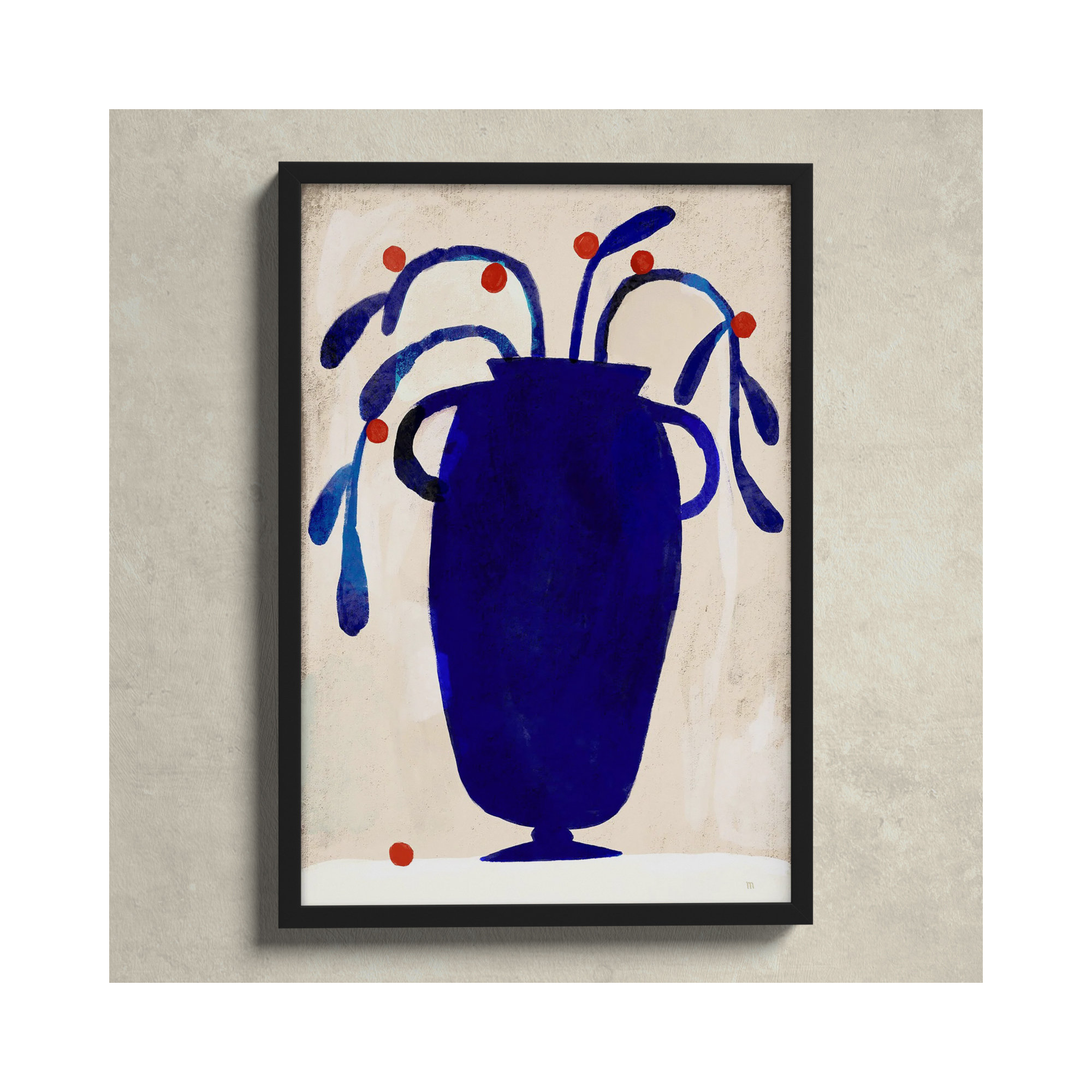 Red Berries by StudioM, Black, 50" H x 35" W x 1.25" D