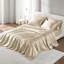 Draps simples en satin froissés pour matelas de 16 po, comprenant 1 drap plat, 4 taies d'oreiller ajustées, rideaux soyeux et d'apparence gracieuse-126060655-126060651
