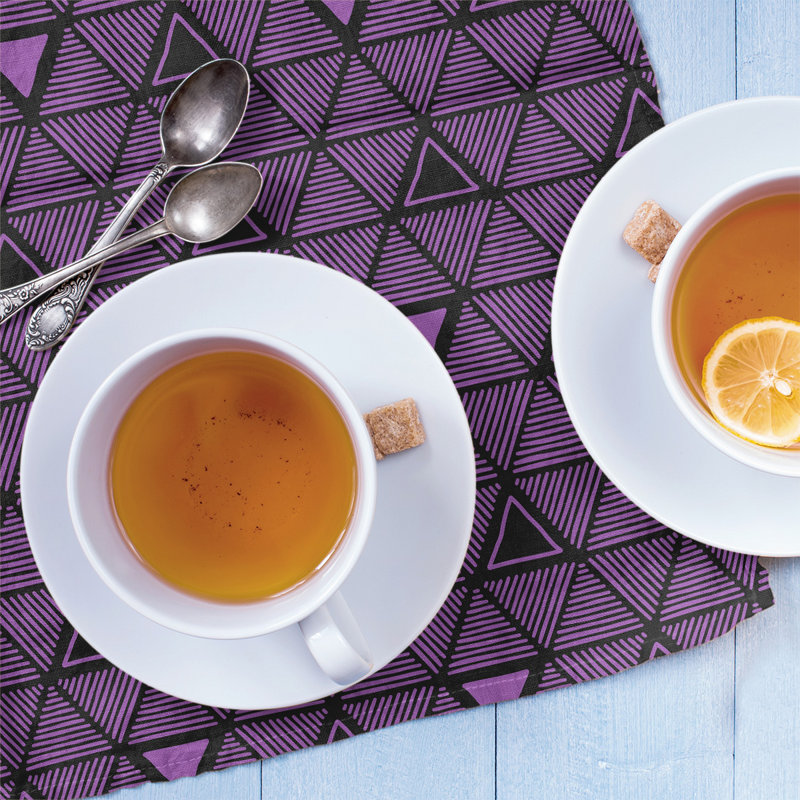 Jordao Tea Towel Kitchen Towel, Black/Lilac, Cotton Twill