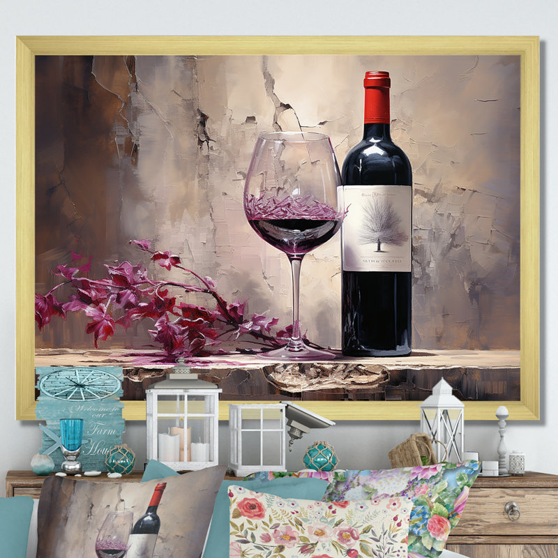 Claret Clarity I sur toile, Cadre doré simple, H 30 po x l 40 po x P 1,5 po