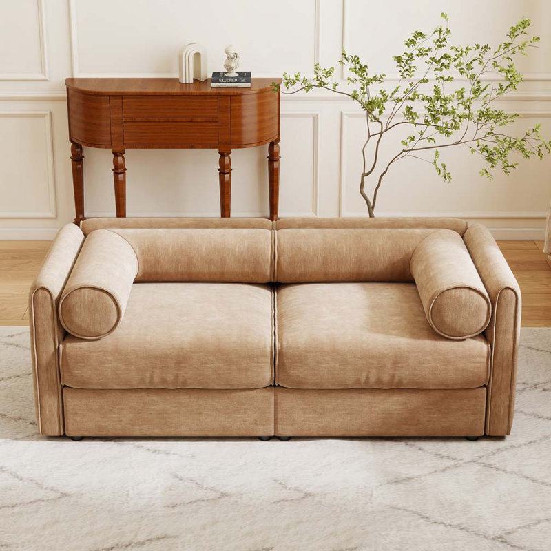Canapé en chenille 4 places, H 27,9 po x l 75,5 po x P 37,4 po, 2, Chameau