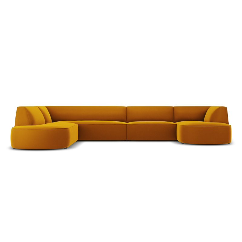 Adoraim 6 Seater Velvet Large Corner Sofa , Yellow, Left Hand Facing