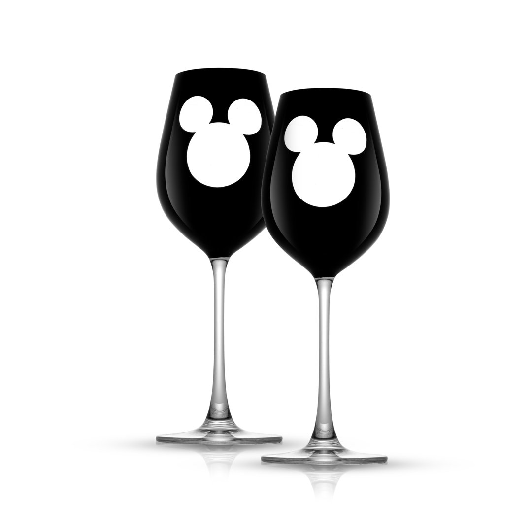 JoyJolt Disney Luxury Mickey Mouse Stemmed White Wine Glass, 16oz (Set of 2) JoyJolt