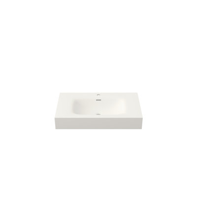 Vasque de salle de bain en résine de pierre à surface solide - Blanc mat, hauteur 12,8 cm, largeur 45,2 cm, profondeur 81 cm, poids 15,2 kg. Durabilité exceptionnelle, entretien facile, installation adaptable. Évacuation optimale des eaux.