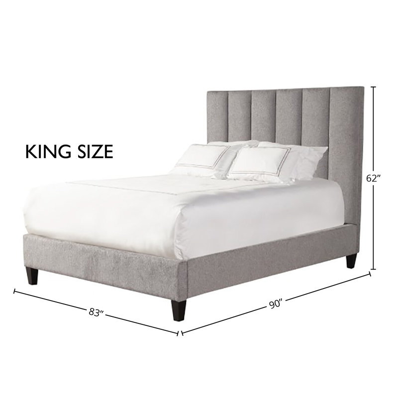Ryver Upholstered Standard Bed, Gray, King
