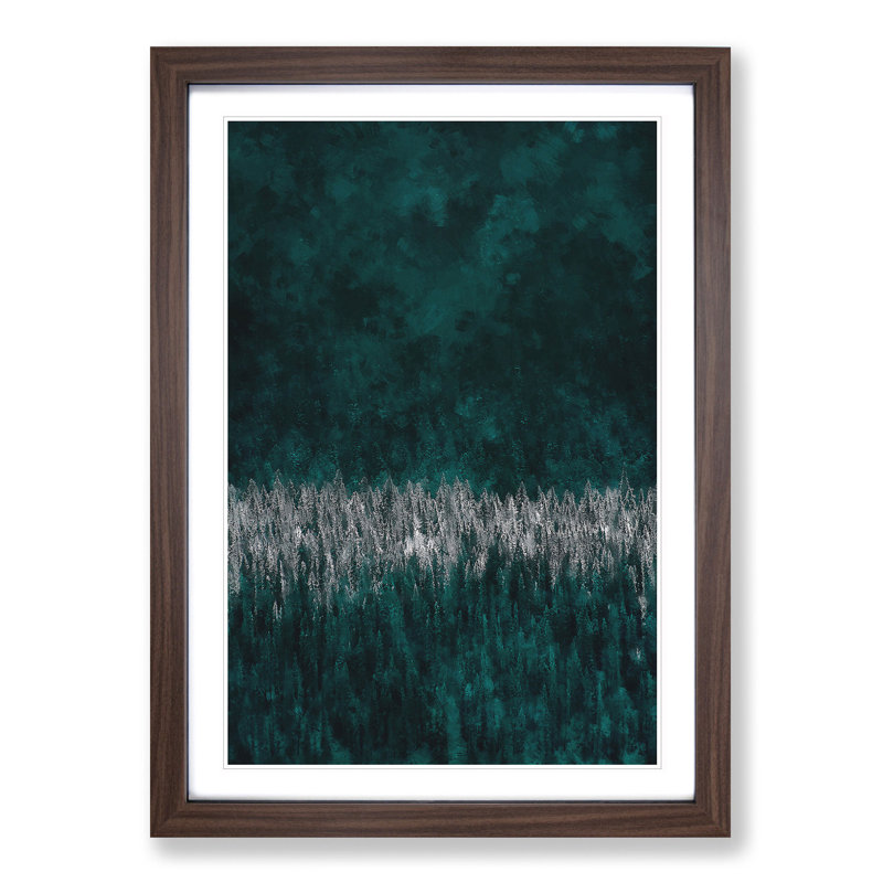 Sunlight upon a Pine Tree Forest - Picture Frame Graphic Art Print, 63cm H x 45cm W x 2cm D, Walnut Framed