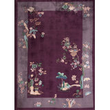 Antique Floral Wool Hand Knotted Pile Purple / Lavender Mauve 1920s Rug