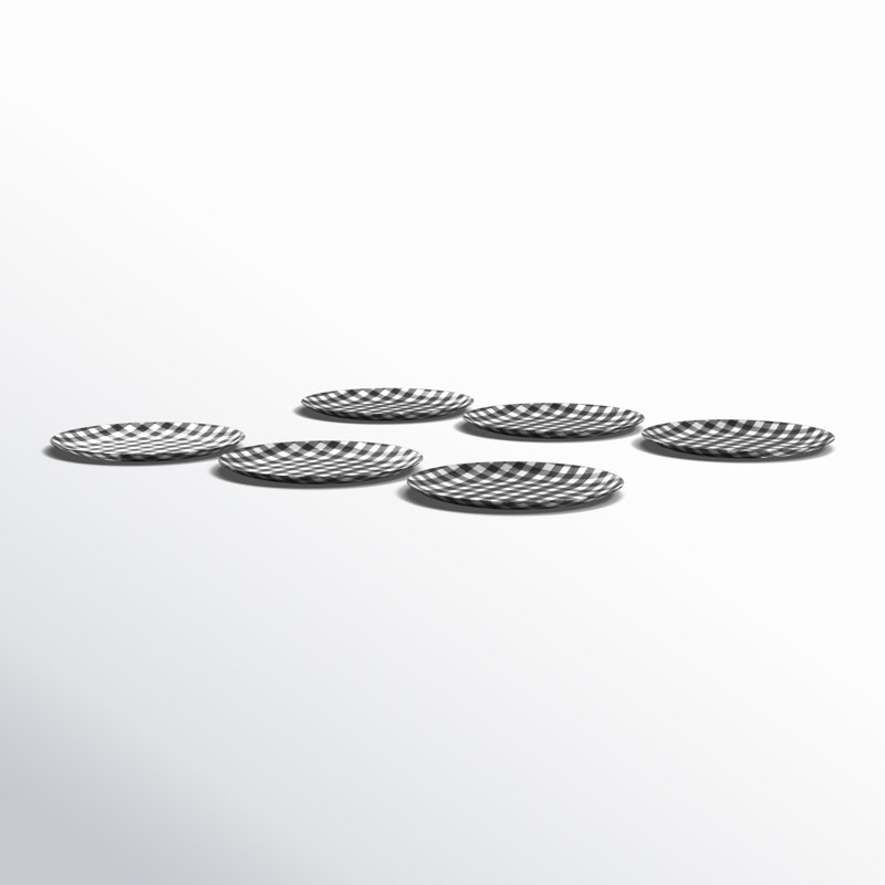 Alberton 6-Piece Gingham 11" Melamine Plates., Black