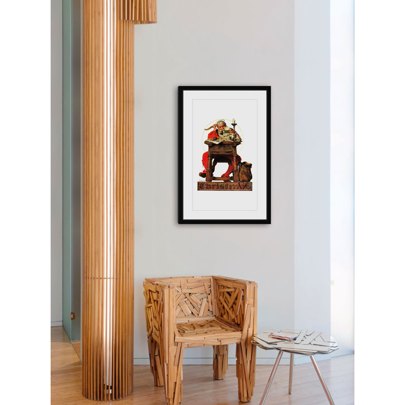" Santa At His Desk " by Norman Rockwell, 45" H x 30" W x 1.5" D