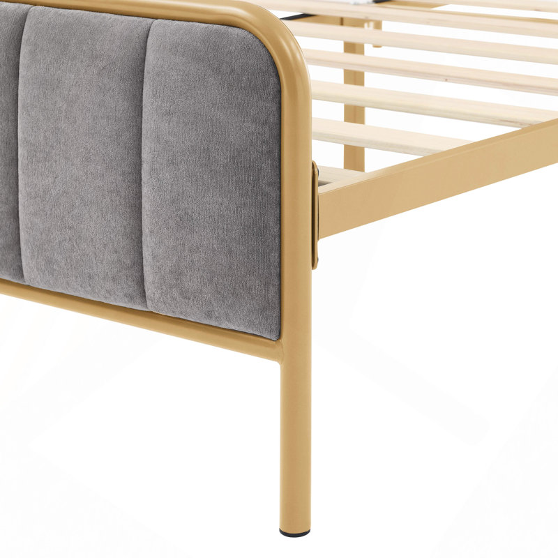 Upholstered Bed Frame, Gray