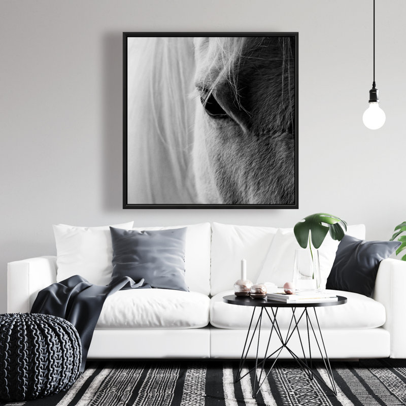 The white horse eye - Rustic framed canvas for home decor