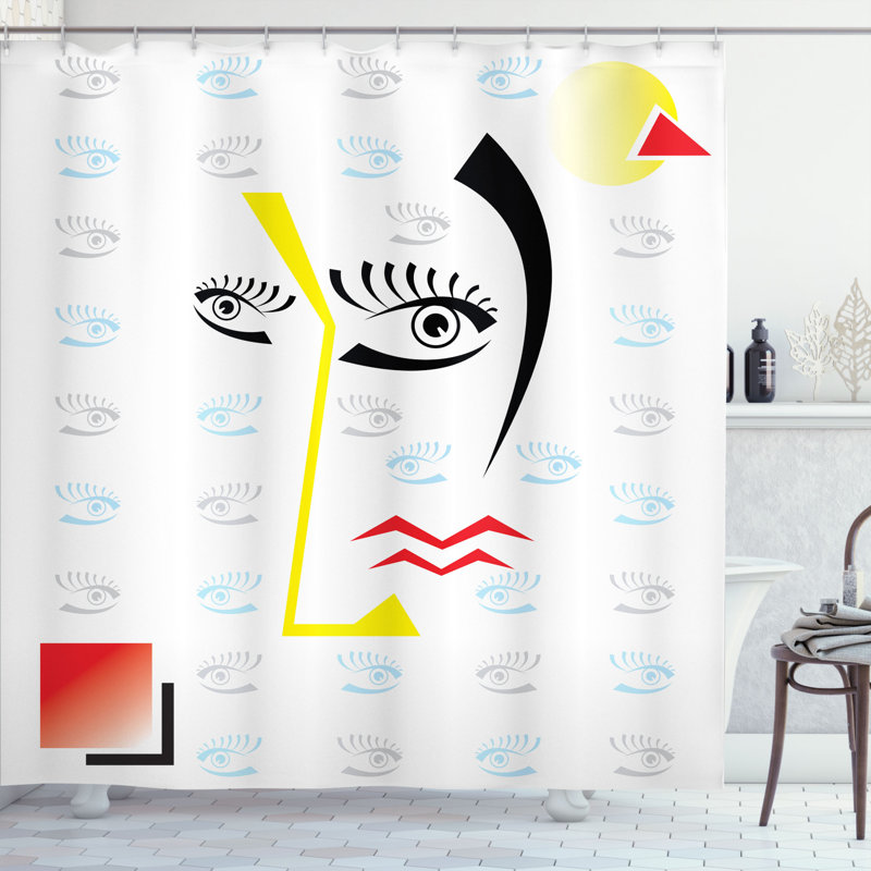 Abbagale Abstract Shower Curtain with Hooks Included, 69" W x 75" L