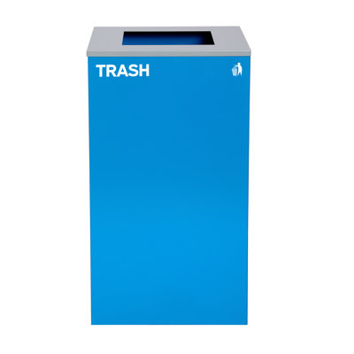 Alpine Industries 29 Gallon Steel Trash Recycling Bin with Square Lid