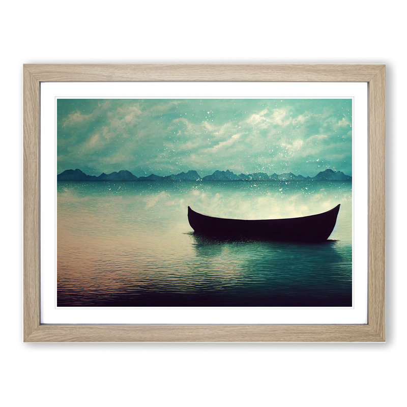 Boat Splashed Vol.1 - Single Picture Frame Painting, 25cm H x 34cm W x 2cm D, Oak Framed
