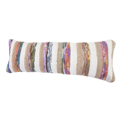 Modern Boho Striped Chindi Woven  Oversized / King Lumbar Accent Pillow