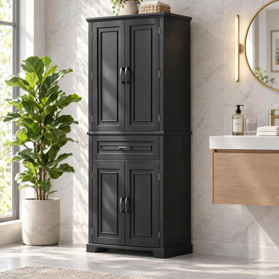 Système de rangement pour salle de bain 72 po avec tablette réglable et système de rangement à tiroirs