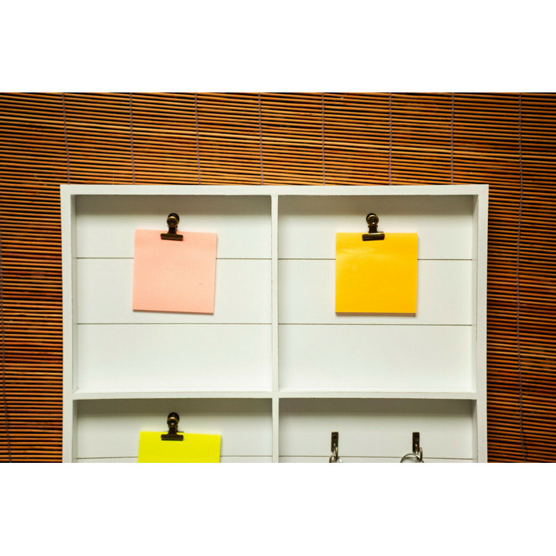 Wood Wall Organizer with Key Hooks