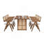 Table de salle à manger de 70,87 pouces à vagues rectangulaires, table de salle à manger en bois pour 6 personnes, grande table de cuisine moderne Mid-Century pour le salon, table de salle à manger bohème avec tissage en rotin pour restaurant, bureau, chêne-781833879