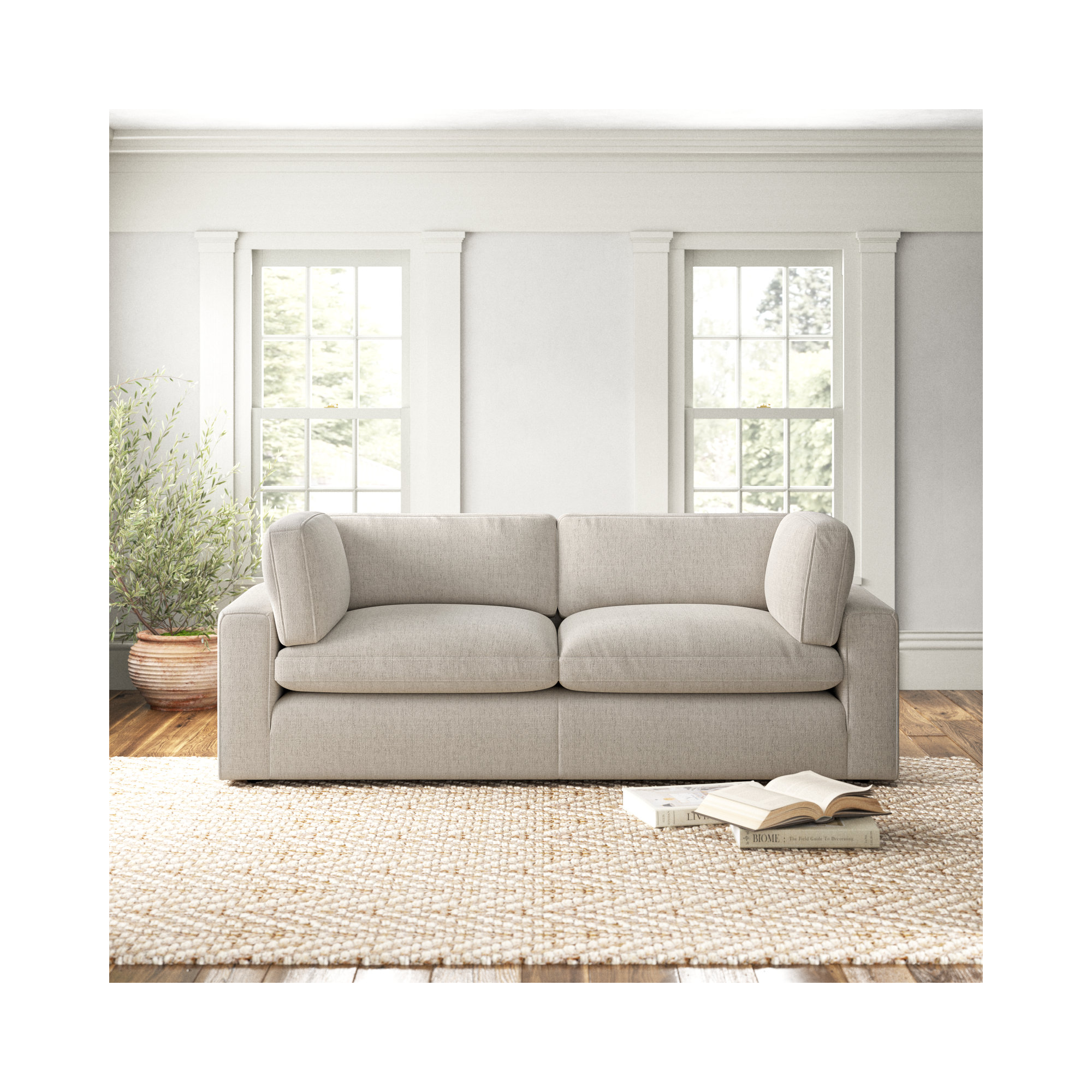 Capra 91'' Upholstered Sofa, Nathan Wheat Tweed