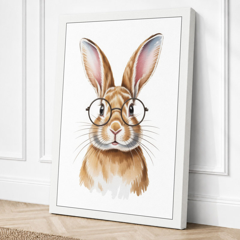 Spectacled Rabbit Boho - Wrapped Canvas, 36x24 - 91.4 x 61.0 cm, White Border