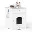 Enceinte de litière en bois pour chat avec table d'appoint pour l'intérieur - tiroir blanc et table de chevet