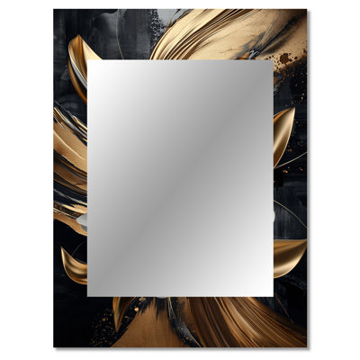 Golden Dahlia Petal Geometry I - Dahlia Large Wall Mirror, Traditional Decorative Mirror, Printed Metal Art