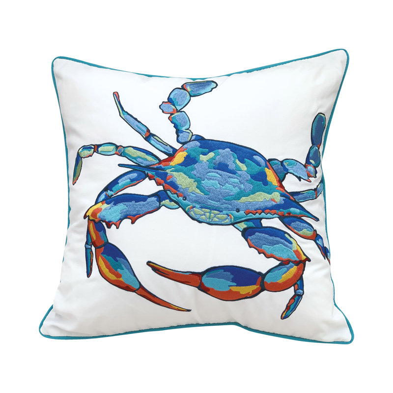 Embroidered Outdoor Throw Pillow