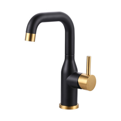 Single Handle Deck Mounted Bar Faucet Inclued Supply Lines in Black Gold