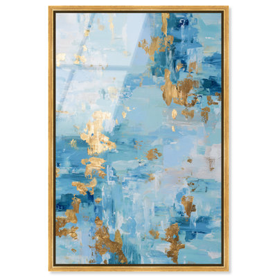 "Gilded Ocean III", reproduction d'art acrylique encadrée par Art Remedy, cadre doré, 36 x 54