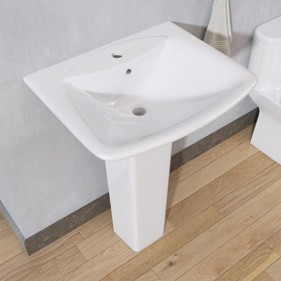 Ogonbrick 19'' Ceramic Rectangular Bathroom Sink with Overflow