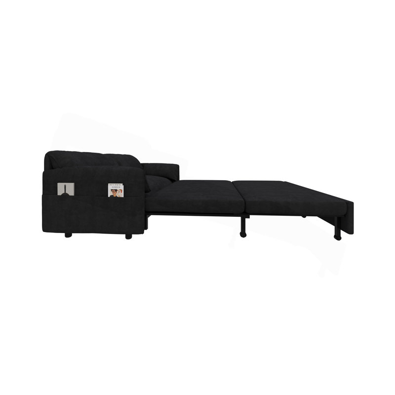 Canapé-lit convertible polyvalent avec rangement et sièges confortables, parfait pour tout espace de vie., Noir