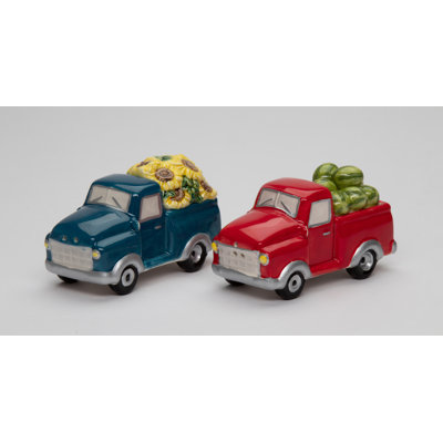 Sunflower And Watermelon On Truck Salt And Pepper Shaker Set