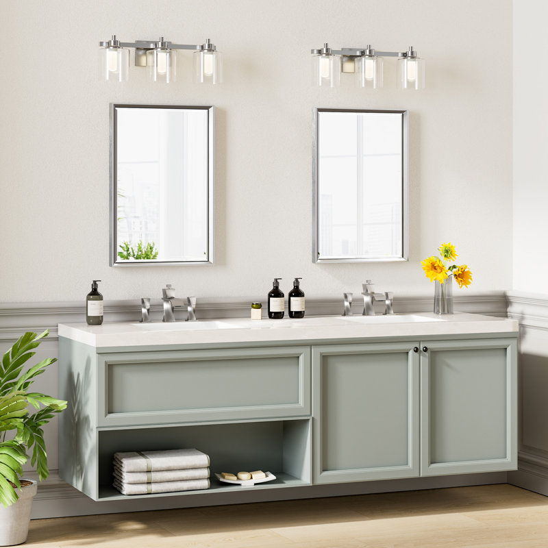 Miroir de salle de bain Lohoski, Argent argent, 30 po x 22 po