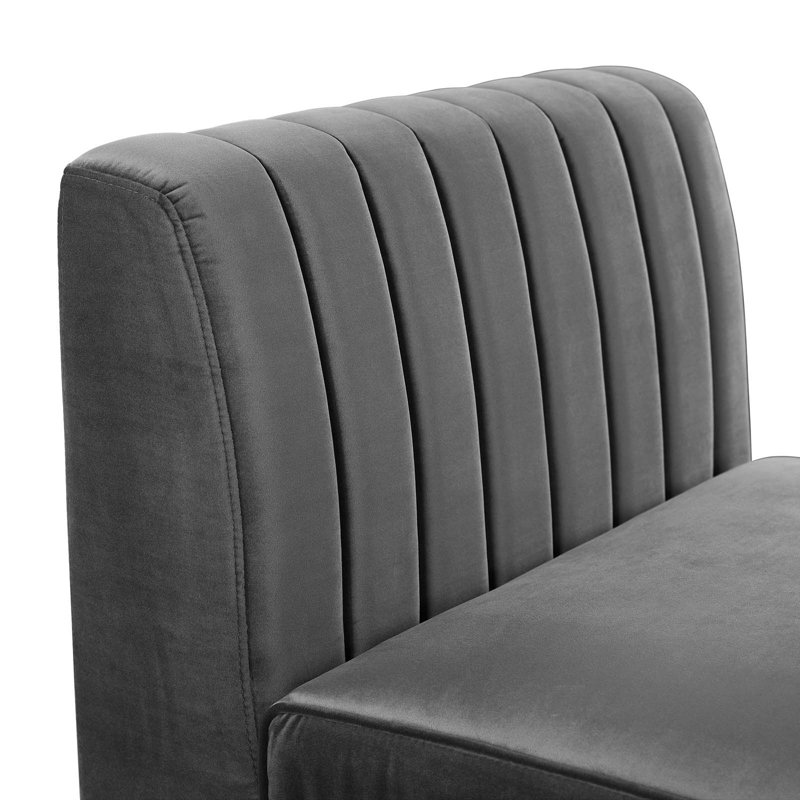 Chaise sans accoudoirs en velours Triumph Channel, Gris