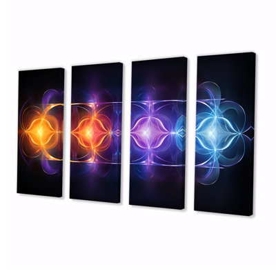 Chakra Sixth Movement Meditation - Geometric Wall Art Canvas 4 Piece