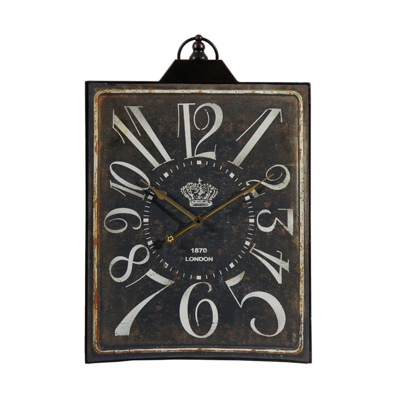 RaNesha Thaddeus Vintage-Styled Rectangular Wall Clock - 15.8x2x25.6" - Antique black/White