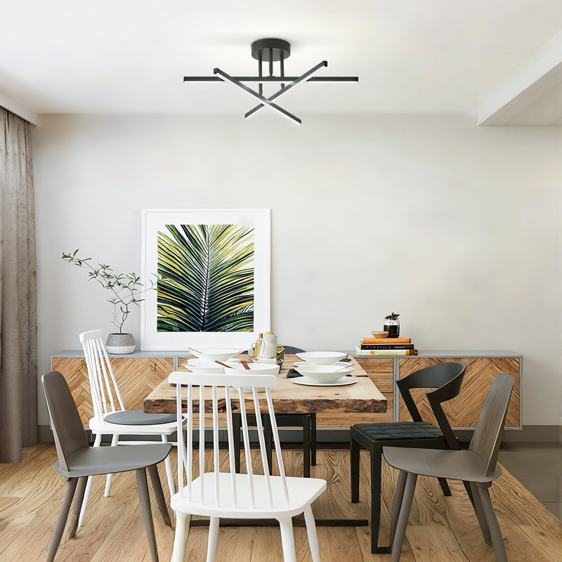 Celene 3-Light LED Fixtures Dimmable Semi Flush Mount Ceiling Light for Living Room Bedroom Dinning Room Kitchen, Black