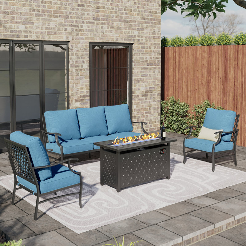 Ensemble de conversation pour patio Asfand, Bleu
