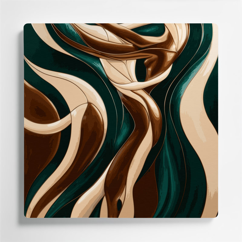 Abstrait art figuratif 46 métal vert, H 12 po x l 12 po