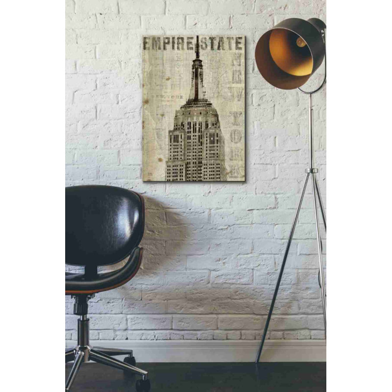 «Vintage NY State Building» par Michael Mullan, art mural sur toile, H 26 po x l 18 po x P 0,75 po