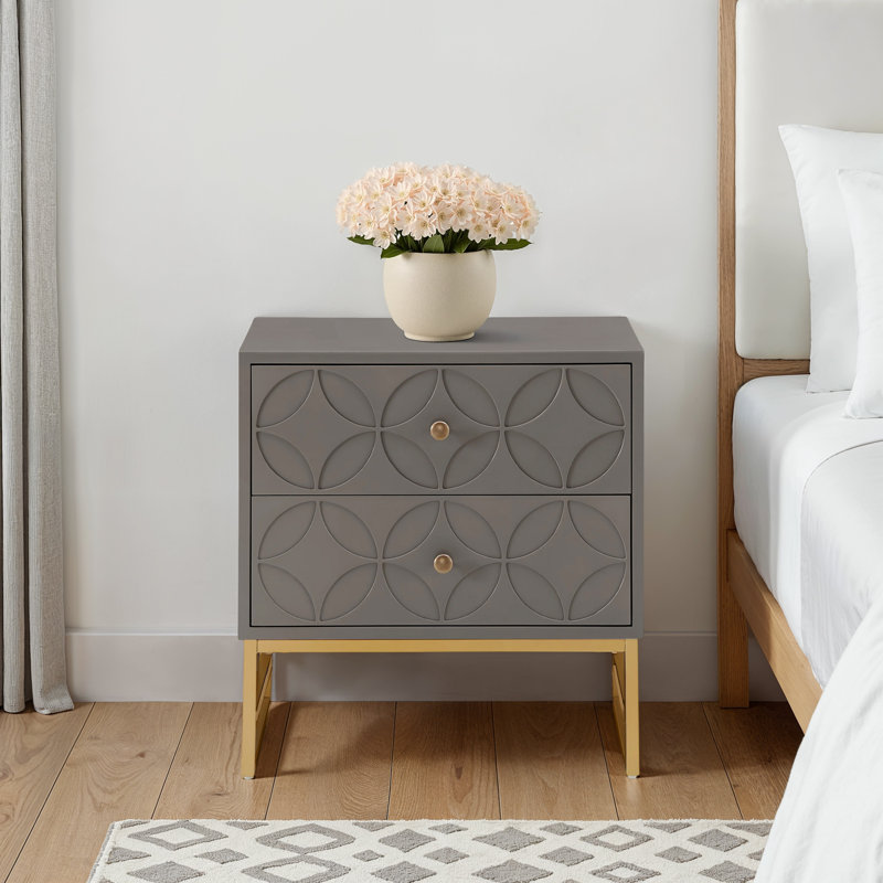 Keeya 23.5'' W Nightstand, Gold/Gray